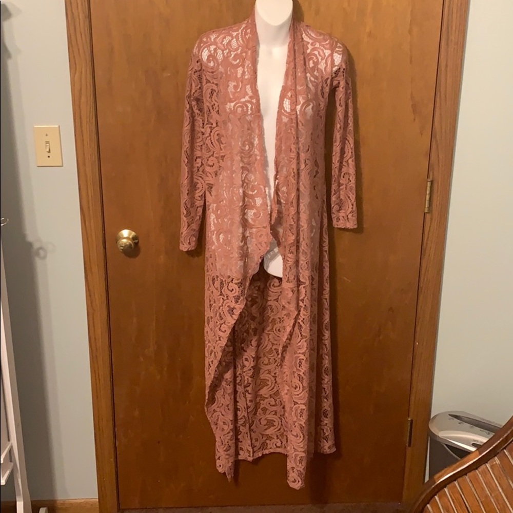 Dusty Rose Lace Kimono